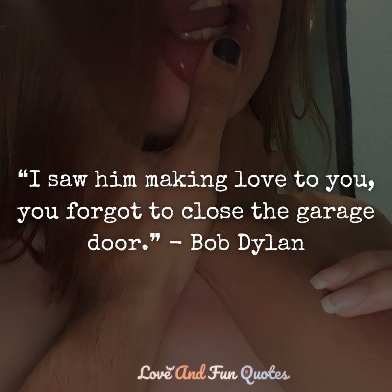 ❝I saw him making love to you, you forgot to close the garage door.❞ - Bob Dylan