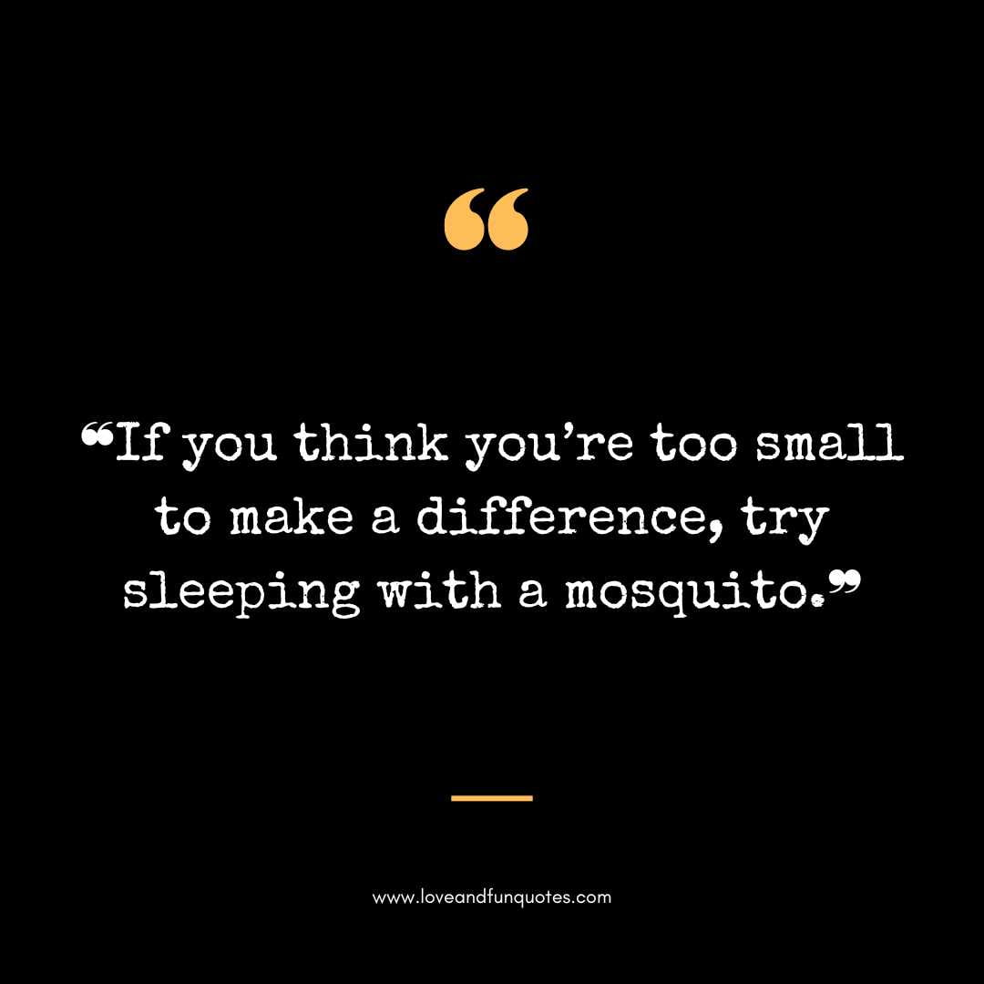 ❝If you think you’re too small to make a difference, try sleeping with a mosquito.❞
